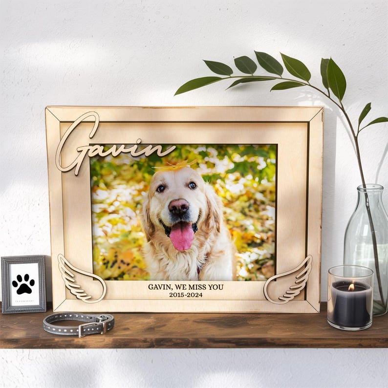 Cat Memorial Picture Frame, Pet Loss Gift for Cat Owner, Personalized Wooden Frame with Name, Pet Sympathy Gift, Cat Remembrance Keepsake