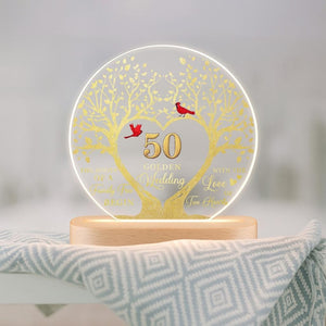 Custom 50th Anniversary Lamp Wooden Base, Golden Wedding Gifts, 50 Year Anniversary Gifts For Parents, 50th Wedding Anniversary Gifts