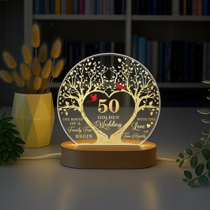 Custom 50th Anniversary Lamp Wooden Base, Golden Wedding Gifts, 50 Year Anniversary Gifts For Parents, 50th Wedding Anniversary Gifts