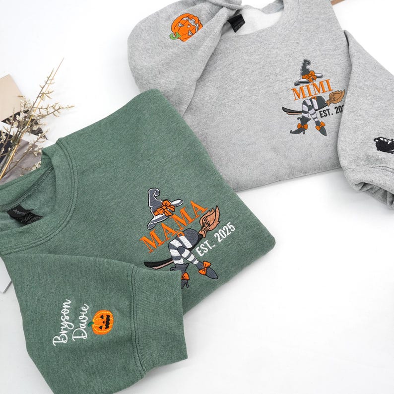 Embroidered Mommy Witch Sweatshirt - Custom Mama Sweatshirt with Kids Names on Sleeve - Spooky Mom Sweatshirt -personalized halloween gifts il_794xN.7070861412_b0ef.jpg