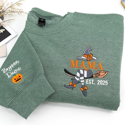 Embroidered Mommy Witch Sweatshirt - Custom Mama Sweatshirt with Kids Names on Sleeve - Spooky Mom Sweatshirt -personalized halloween gifts il_794xN.7070861426_f7lw.jpg