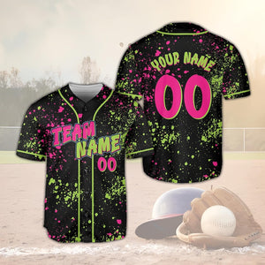 Custom Animals Baseball Jersey, Personalized Name And Number Party Baseball Jersey, Matching Paint Splatter Jersey, Monkey Team Gift