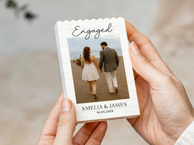 Personalised Engagement Photo Gift, Engagement Keepsake, Couple Gifts, Custom Style Memory Block, Gift For Couple, Christmas Gift