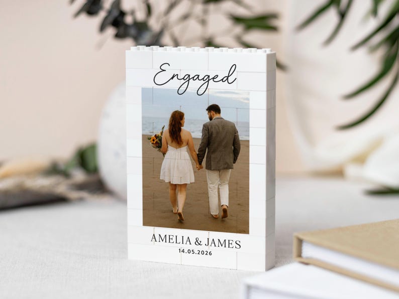 Personalised Engagement Photo Gift, Engagement Keepsake, Couple Gifts, Custom Style Memory Block, Gift For Couple, Christmas Gift