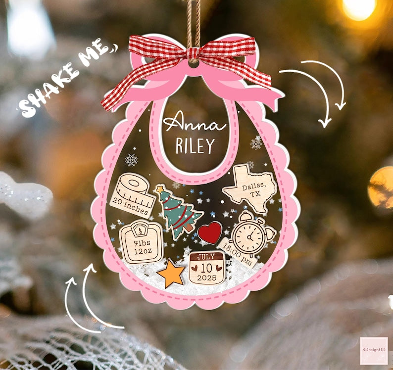 Baby's First Christmas Ornament, Personalized Baby 1st Christmas Ornament, Custom New Baby Gift, 4D Shake Babies Ornament, Baby Shower