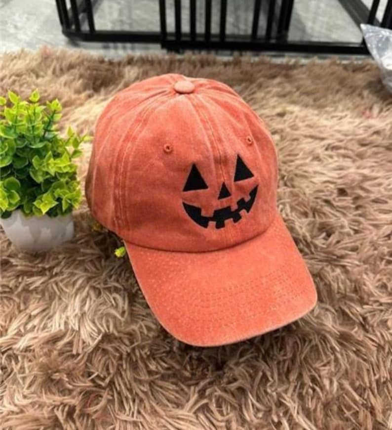 Jack-o-lantern Pumpkin Embroidered Baseball Hat, Spooky Season Embroidered Cap, Halloween Costumes Hat, Vintage Dad Cap, Halloween Gift il_794xN.7071898105_25r6.jpg