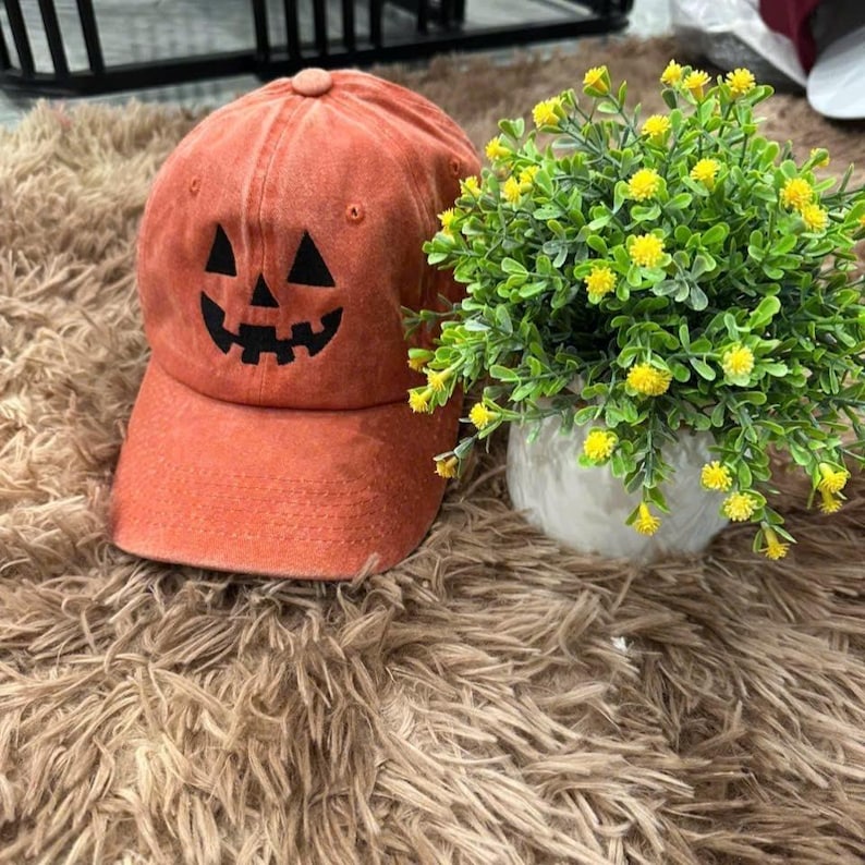 Jack-o-lantern Pumpkin Embroidered Baseball Hat, Spooky Season Embroidered Cap, Halloween Costumes Hat, Vintage Dad Cap, Halloween Gift il_794xN.7071898653_s8by.jpg