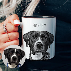 Custom Pet Portrait Coffee Mug - Personalized Gift for Dog Dad & Cat Mom