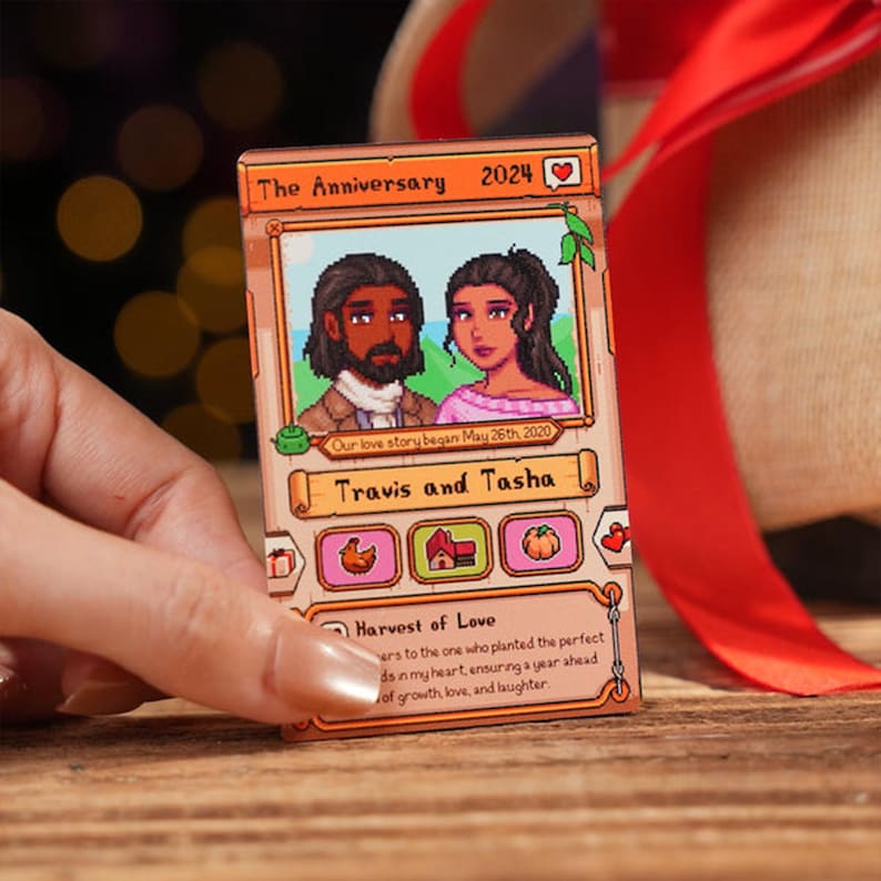 Custom Stardew Valley Card - Personalized Couples Gifts - Anniversary Gift - Couple Anniversary - Gift for Him Her- Gift for Farming Gamer