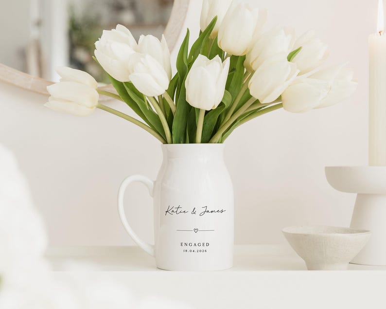 Engagement Gift | Personalised Engaged Vase | New Engaged Couple Gift | Engagement Gifts | Engagement Gift For Couple