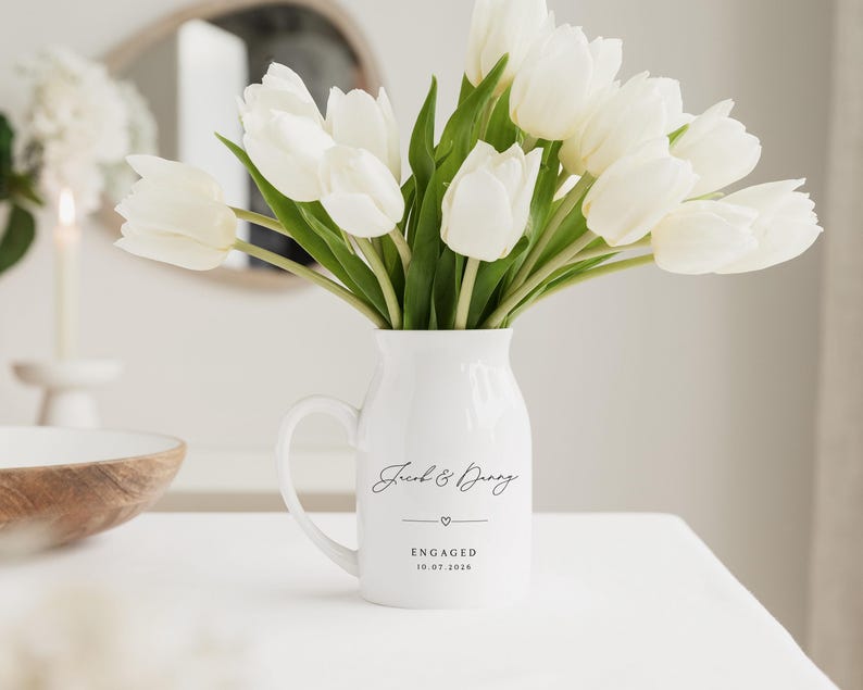 Engagement Gift | Personalised Engaged Vase | New Engaged Couple Gift | Engagement Gifts | Engagement Gift For Couple