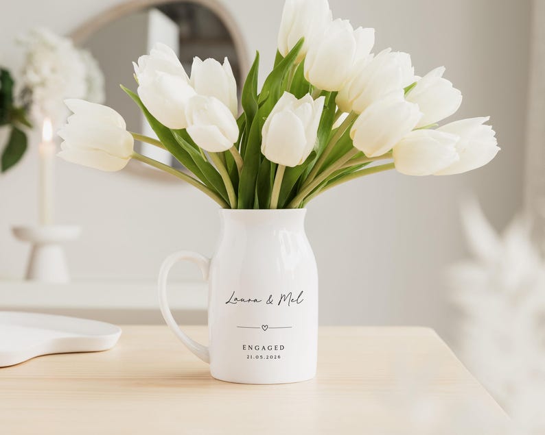 Engagement Gift | Personalised Engaged Vase | New Engaged Couple Gift | Engagement Gifts | Engagement Gift For Couple