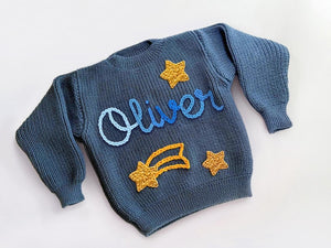 Personalized Baby Goth Sweater: Hand-Embroidered Gothic Jumper Custom Halloween Keepsake | Baby Toddler Sweater | Halloween Gift For Baby