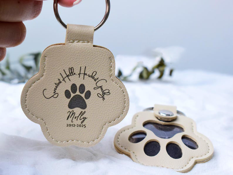 Pet Fur Memorial Keychain-Personalized Pet Hair Keepsake Key Ring-Leather Pet Fur Keychain-Dog Cat Hair Storage Keyring-Pet Sympathy Gift