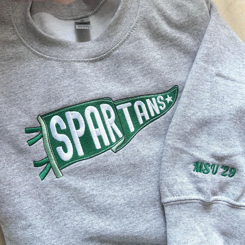 Custom Embroidered College Pennant Sweatshirt with Team Name - Embroidered Pennant Sweater - College Patchwork Crewneck - Senior Class Gift il_794xN.7073472368_j3to.jpg