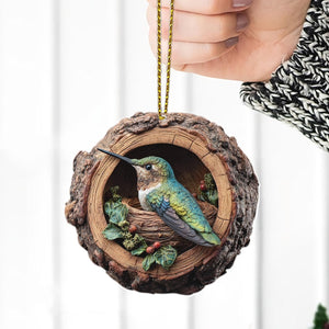 Hummingbird Christmas 2D Flat Ornament, Hummingbird Rearview Mirror Car Accessories, Hummingbird Christmas Ornament, Hummingbird Lover Gift