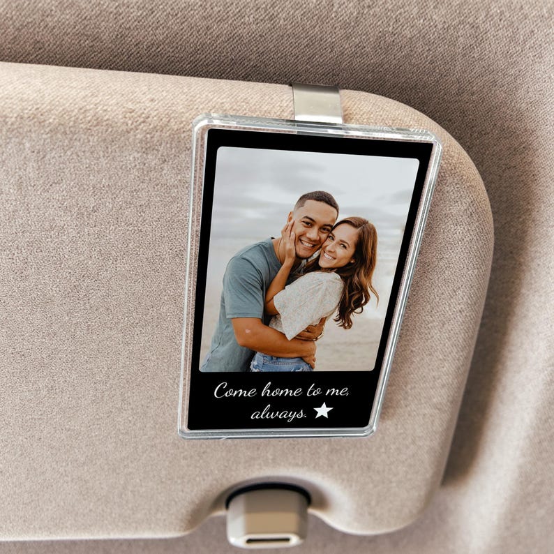 Personalized Gift for Him Anniversary, Romantic Drive Safe Gift, Custom Photo Car Visor Clip, Unique Couples Keepsake, Car Photo Print Gift