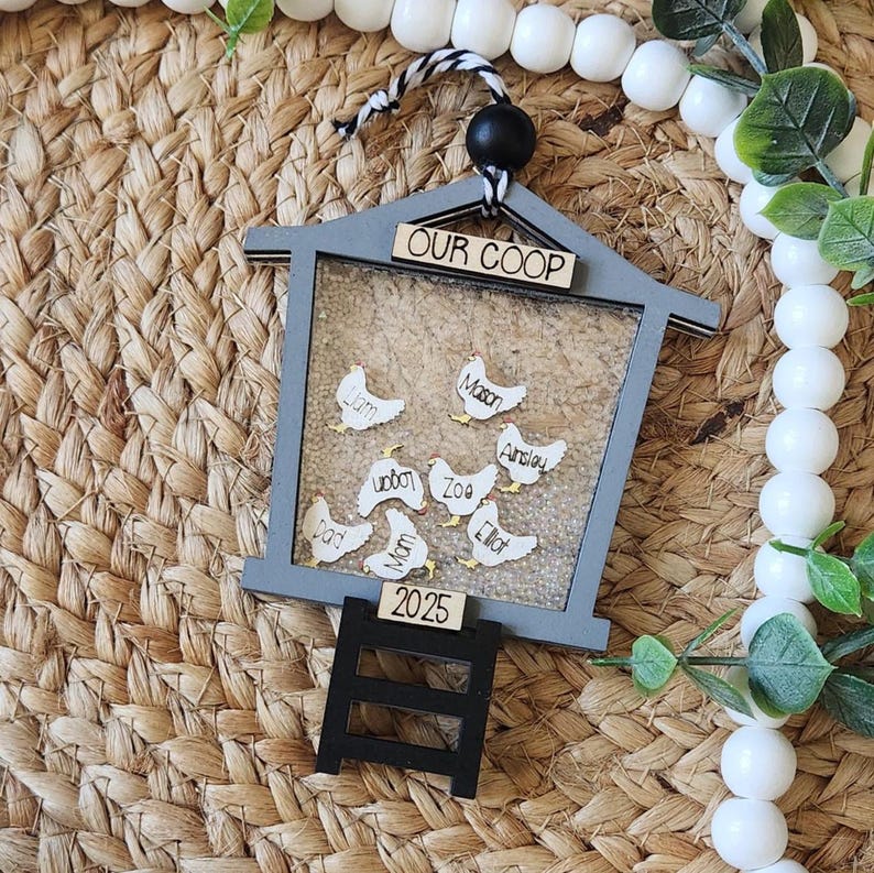 Personalized Chicken Coop Ornament | Custom Hen Names Gift | Backyard Chicken Farmhouse Decor | Cute Family Christmas Ornament 2025