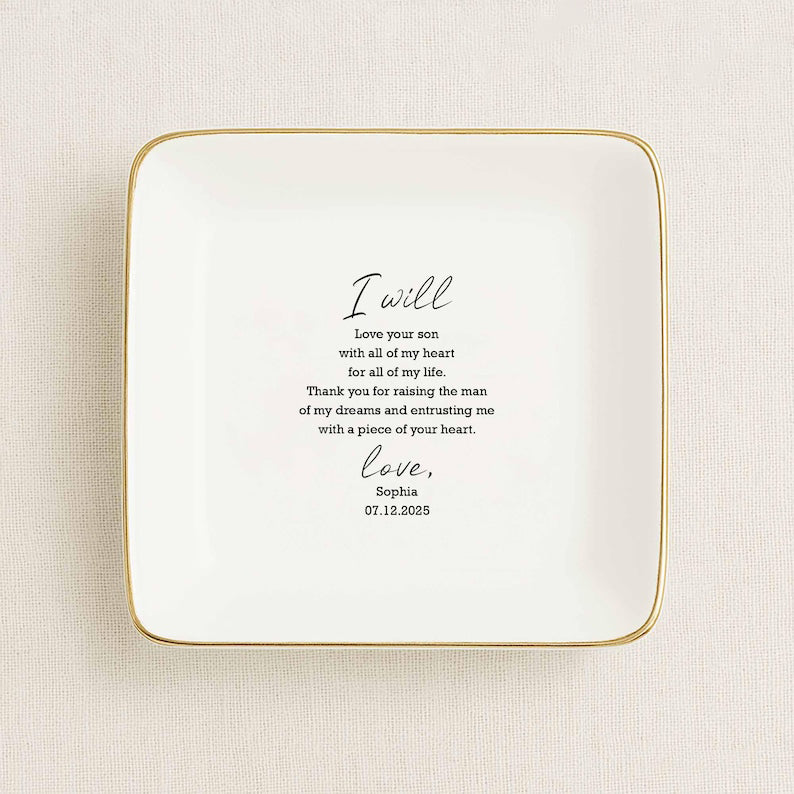 Custom Thank You Gift For Mom, Wedding Ring Dish For Mother In Law, Mother Of The Bride/Groom Jewelry Tray, Wedding Gift From Daughter/Son