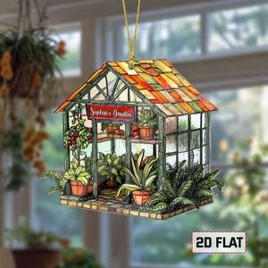 Personalized Greenhouse Faux Acrylic Suncatcher, Plant Ornament, Gift for Plantaholic, Plant Lovers Gift