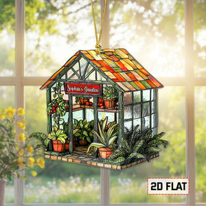 Personalized Greenhouse Faux Acrylic Suncatcher, Plant Ornament, Gift for Plantaholic, Plant Lovers Gift