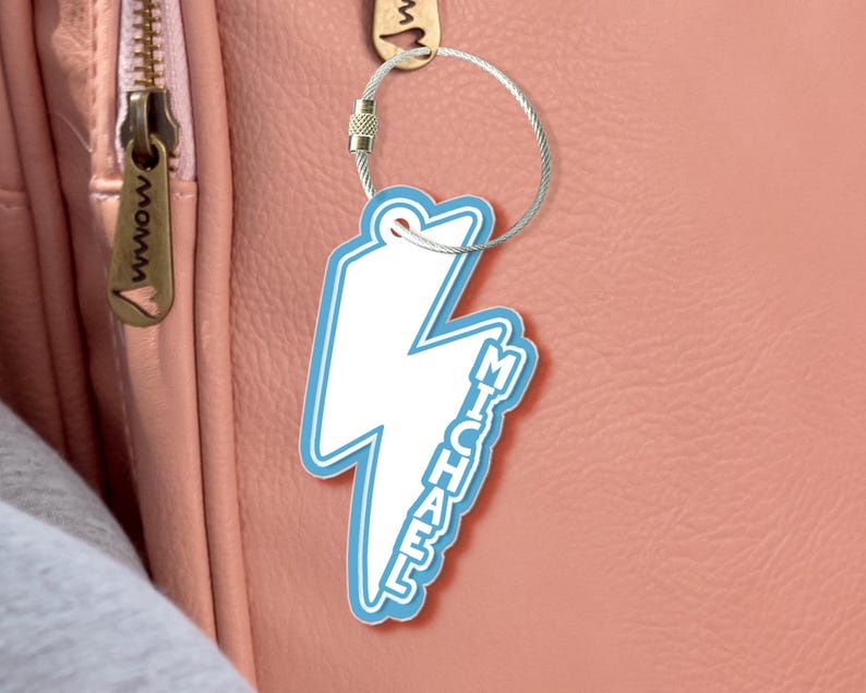 Custom Lightning Bolt Name Tag for Boys, Boys Backpack Tag Personalized, Camo Checkered Bolt Keychain for Kid, Back to School Gifts