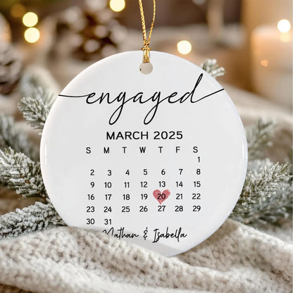 Personalized Engagement Christmas Ornament, Wedding Engaged Calendar Ornament With Photo, Gift For Newly Couple, Mr Mrs Married Ornament