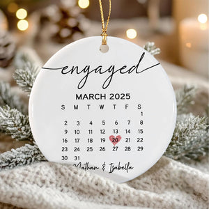 Personalized Engagement Christmas Ornament, Wedding Engaged Calendar Ornament With Photo, Gift For Newly Couple, Mr Mrs Married Ornament