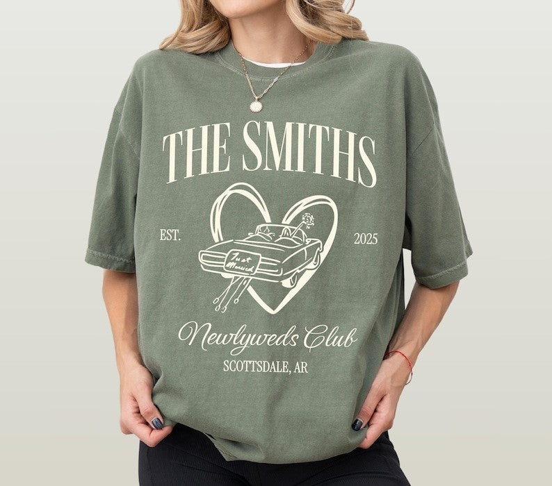 Custom Honeymoon Social Club T-Shirts: Mr & Mrs Matching Couple Tees