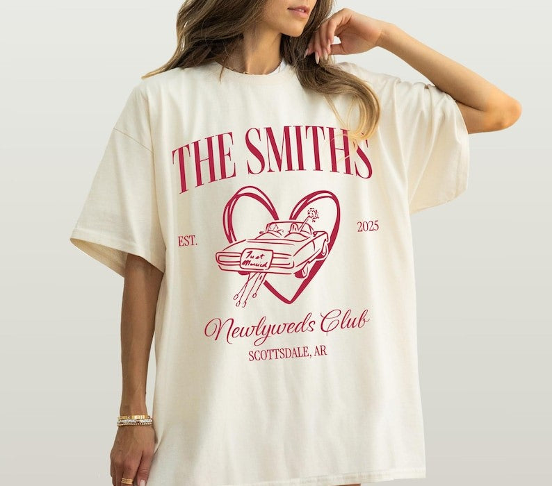 Custom Honeymoon Social Club T-Shirts: Mr & Mrs Matching Couple Tees