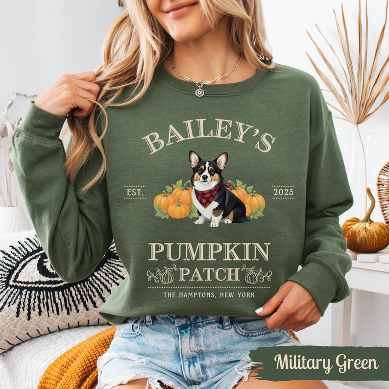 Corgi Halloween Sweatshirt Personalized Corgi Shirt Pumpkin Farm Sweater Dogs Fall Crewneck Corgi Mom Thanksgiving Gift Corgi Dog Lovers