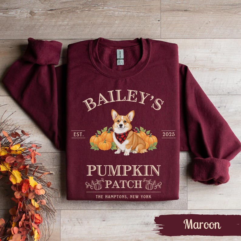 Corgi Halloween Sweatshirt Personalized Corgi Shirt Pumpkin Farm Sweater Dogs Fall Crewneck Corgi Mom Thanksgiving Gift Corgi Dog Lovers