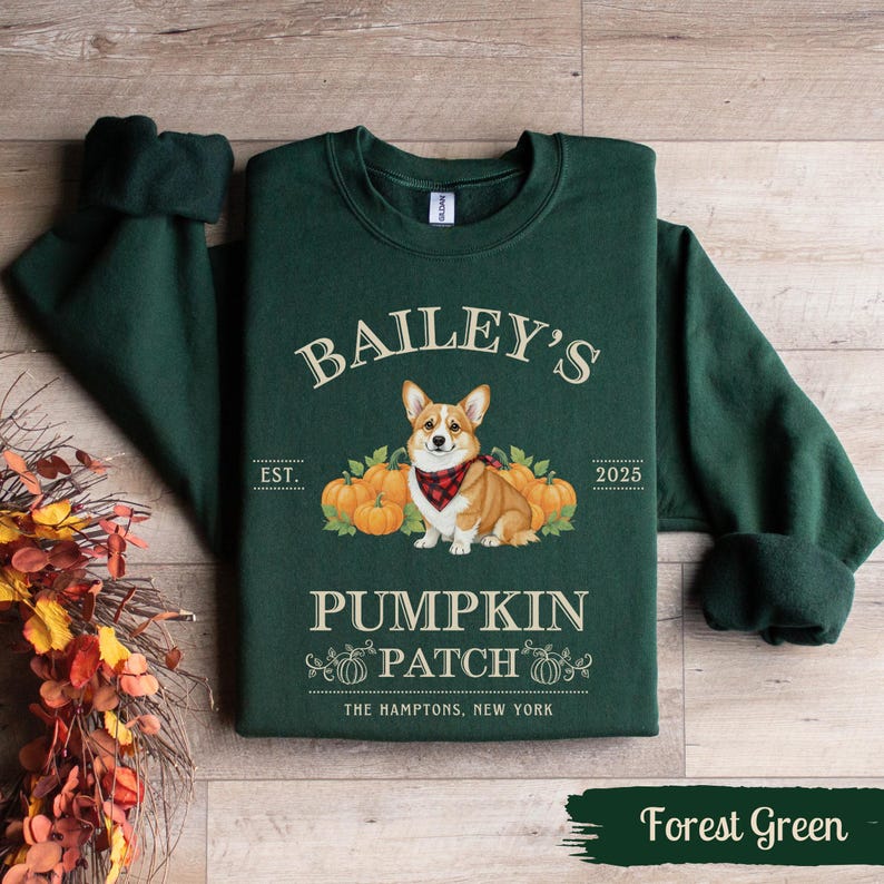 Corgi Halloween Sweatshirt Personalized Corgi Shirt Pumpkin Farm Sweater Dogs Fall Crewneck Corgi Mom Thanksgiving Gift Corgi Dog Lovers