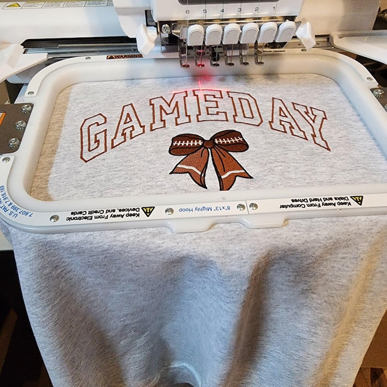 Football Bow Game Day Embroidered Crewneck, Football Mom Game Day Sweatshirt, Embroidered Sweatshirt, Football Bow hoodie Embroidery il_794xN.7077533558_f7qr.jpg