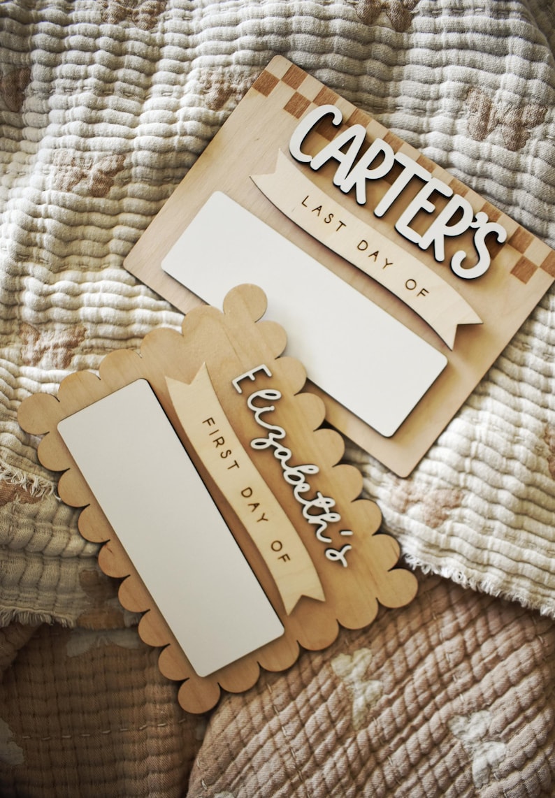 Personalized Back to School Sign | First and Last Day Photo Prop for Girls & Boys | Custom Dry Erase Board with Name Wood Reusable