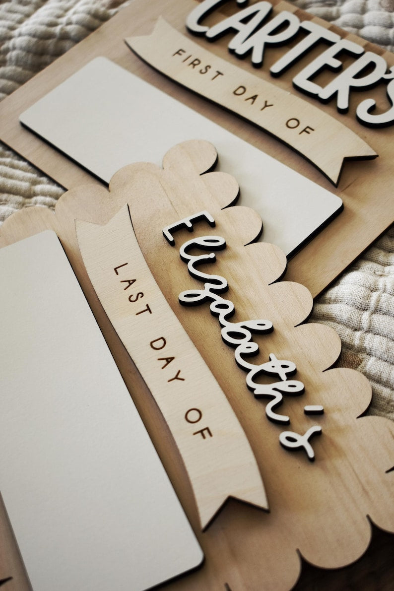 Personalized Back to School Sign | First and Last Day Photo Prop for Girls & Boys | Custom Dry Erase Board with Name Wood Reusable