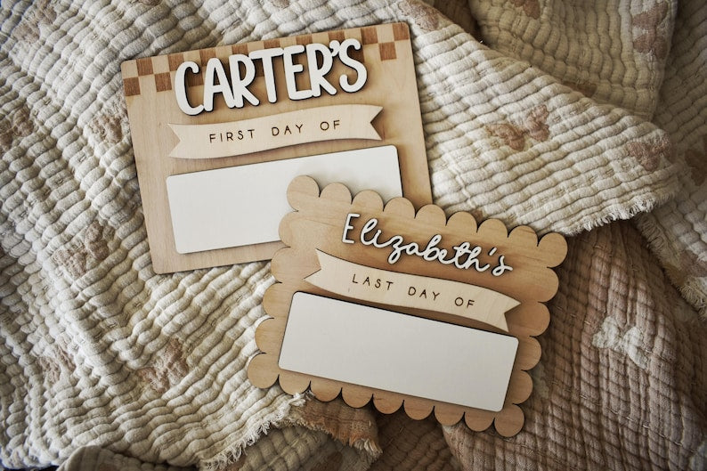 Personalized Back to School Sign | First and Last Day Photo Prop for Girls & Boys | Custom Dry Erase Board with Name Wood Reusable