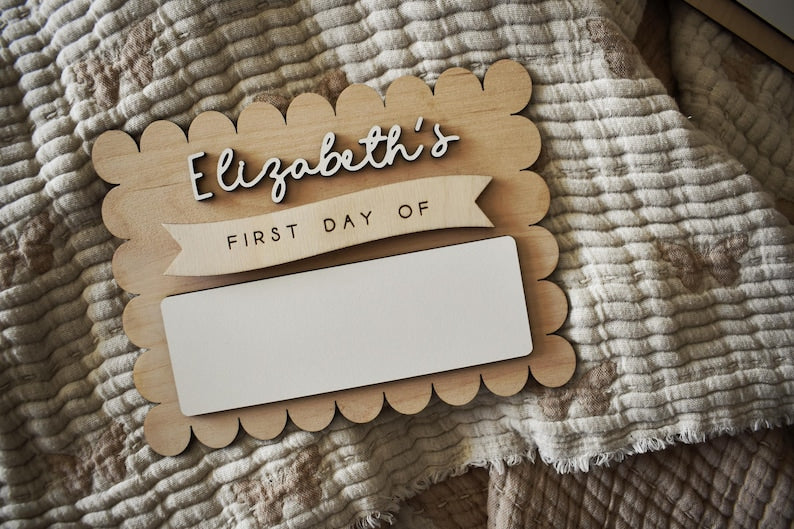 Personalized Back to School Sign | First and Last Day Photo Prop for Girls & Boys | Custom Dry Erase Board with Name Wood Reusable