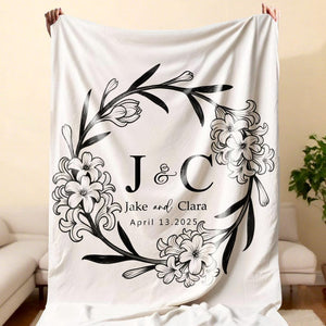 Personalized Throw Couples Blanket,Anniversary Blanket,Wedding Present, Wedding Blanket,Bridal Shower Gift for Newlyweds,Bridal Shower Gift