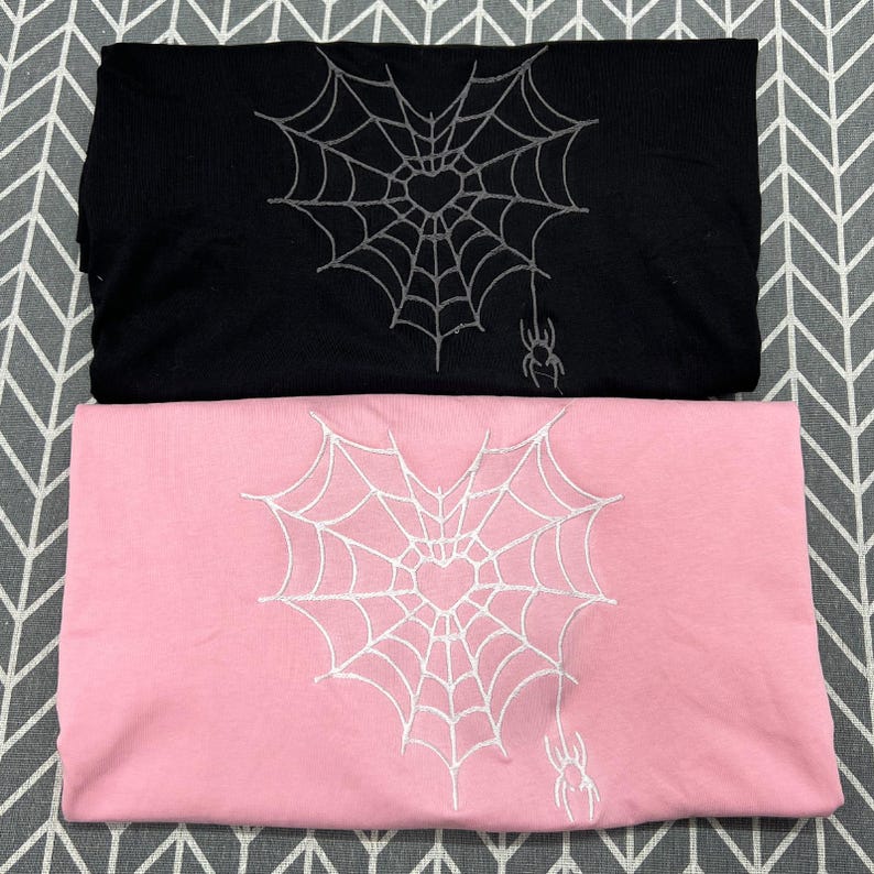 Spider Web Couples Matching Valentine's Embroidered Hoodie, Custom Initial Heart Crewneck, Anniversary Gift, Personalized Heart Name Sleeve il_794xN.7078565670_2dec.jpg