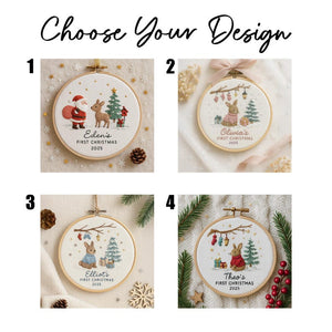 Babys First Christmas Ornament, New Baby Gift, Custom Ornament Keepsake, Personalized Embroidered Ornament for Baby Girls First Christmas