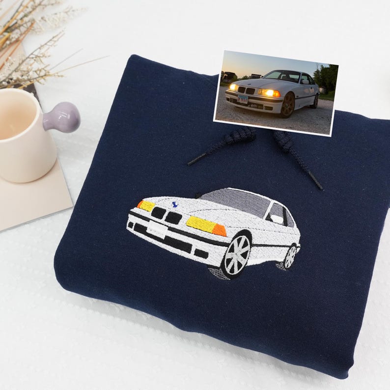 Custom Embroidered Car Hoodie, Car Photo Embroidered, Personalized Race Car Sweatshirt, Custom Car Guy Gift, Car Lover Gift for Him Husband