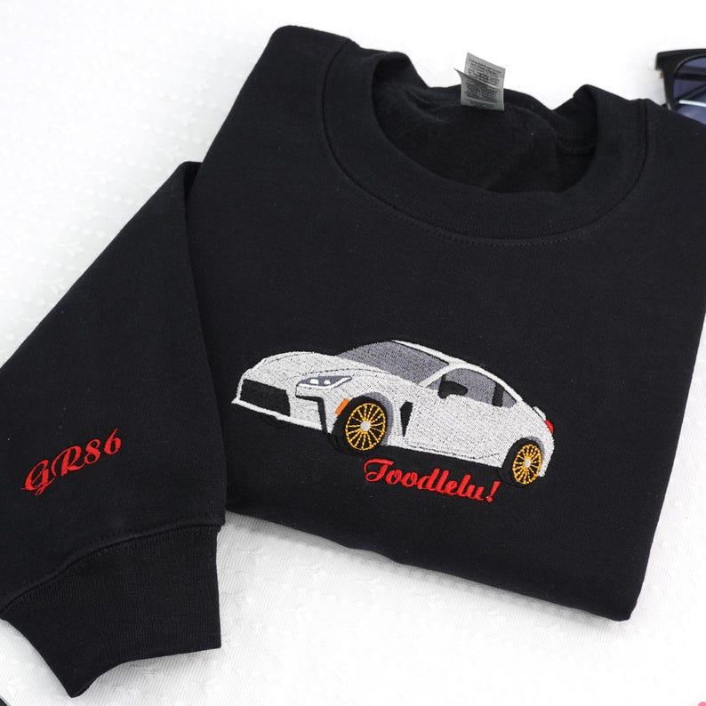 Custom Embroidered Car Hoodie, Car Photo Embroidered, Personalized Race Car Sweatshirt, Custom Car Guy Gift, Car Lover Gift for Him Husband