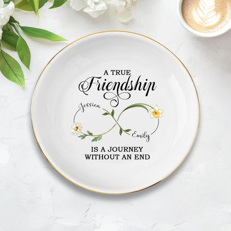Personalized Best Friend Jewelry Dish, Birth Flower Jewelry Dish, Gift Group Friends, Friendship Ring Dish, Gift For Soul Sister Friends
