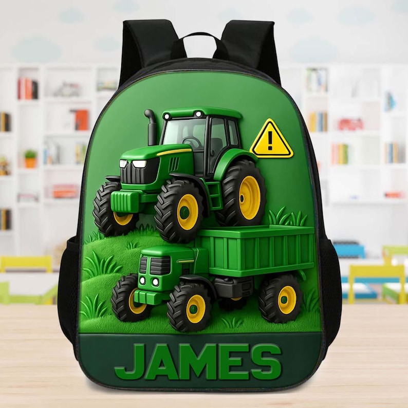 Custom Kids Backpack, Excavator Truck Back To School Backpack, Construction Backpack Birthday Gift For Boys, School Bag For Children Toddler