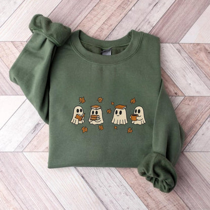 Embroidered Reading Ghost Sweatshirt, Cute Ghosts Reading Books Autumn Embroidered Shirt, Autumn Sweater, Halloween Gift For Bookish il_794xN.7079300678_m5hf.jpg