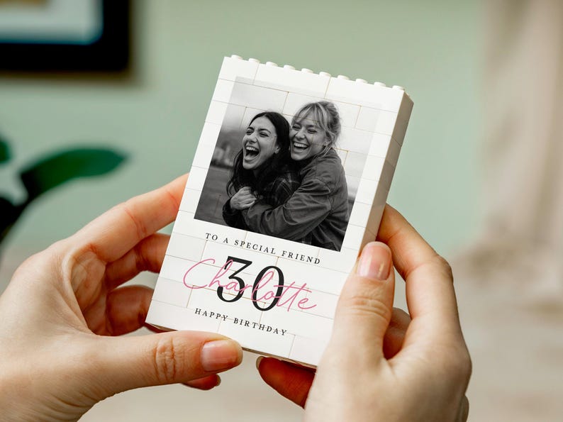 Personalised 30th Birthday Gift For Her, Best Friend Photo Keepsake, Custom Style Memory Block, Milestone Birthday Present, Photo Gift