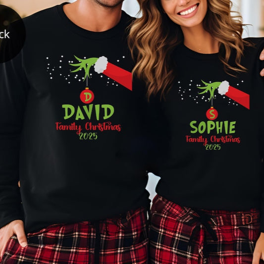 Personalized Family Christmas 2025 Shirt, Matching Family Pjs, Matching Tee for Christmas, Christmas Matching Sweater, Funny Couple Pajamas