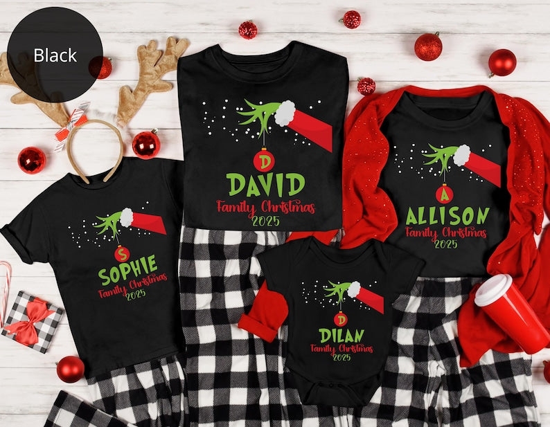 Personalized Family Christmas 2025 Shirt, Matching Family Pjs, Matching Tee for Christmas, Christmas Matching Sweater, Funny Couple Pajamas