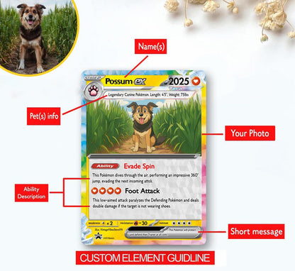 Personalized Pet PKM Card, Custom Your Pet as a Poke Card, Dog Portrait, Pet Lover Gift, Pet memorial, Pet Gift, Dog Gift, Cat Gift